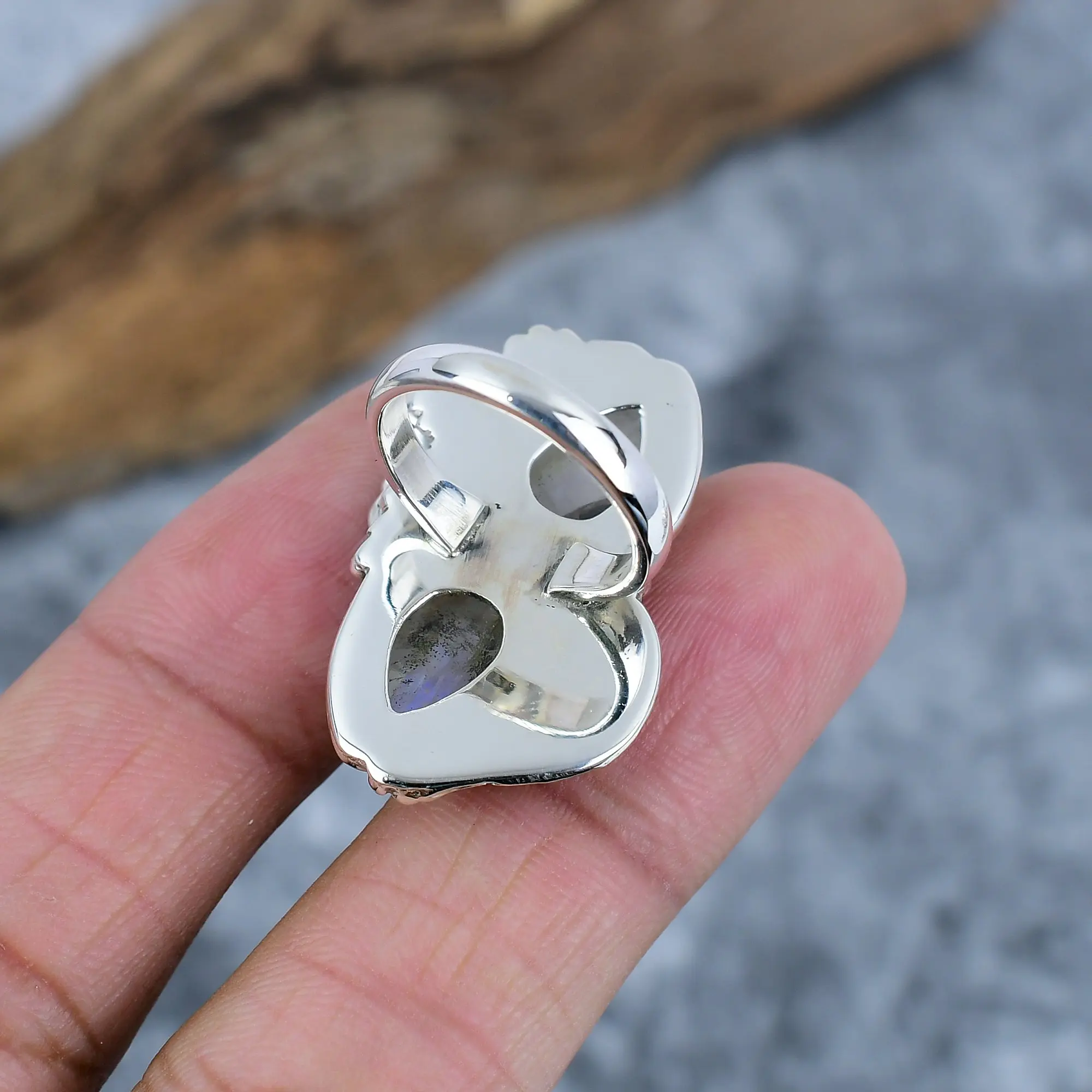 Celestial Glow: Handmade Moonstone & Sterling Silver Ring thumb